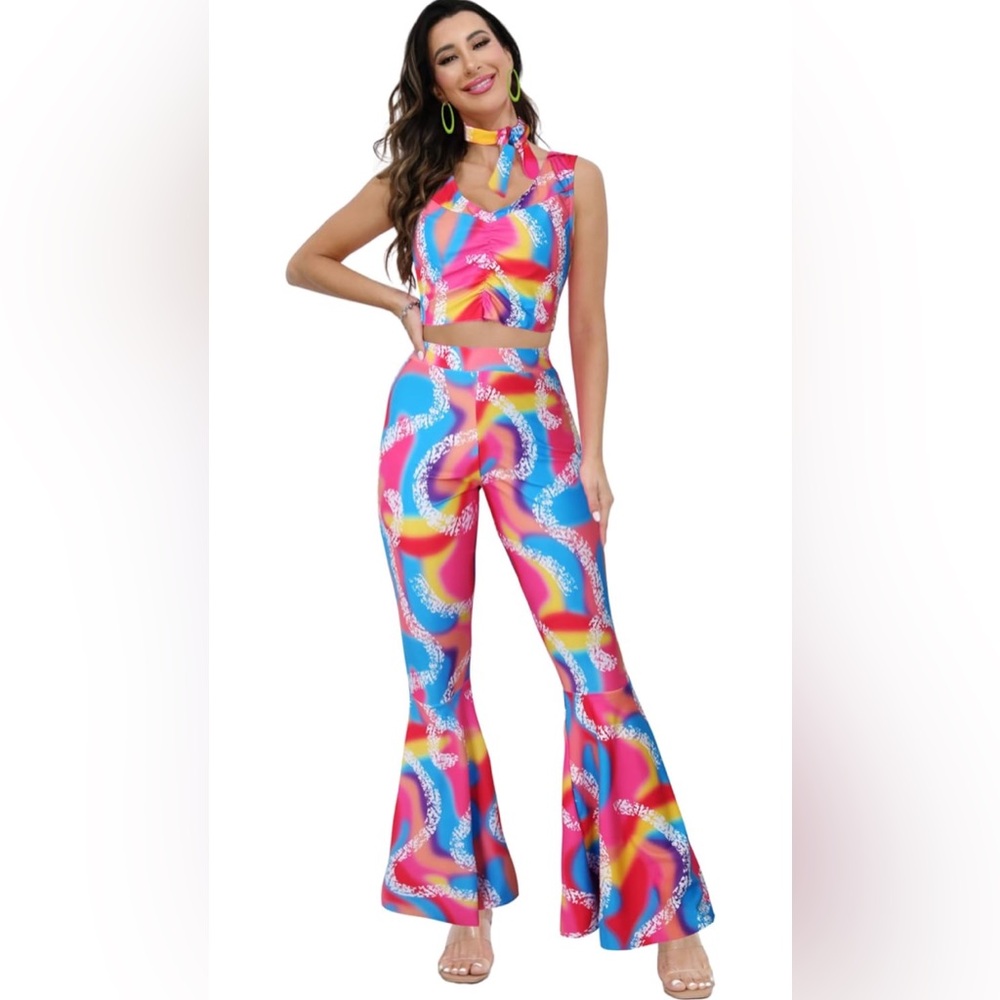 70s Outfits Flared Pants for Women 80s Hippie Disco Costume